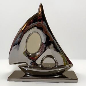 VINTAGE ALUMINUM SAILBOAT SCULPTURE MODERNISM MCM MID CENTURY 13 Inch